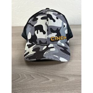 Cinch Black Gray Men's‎ Flex Fit OSFM Hat Cap Western Cowboy- EUC